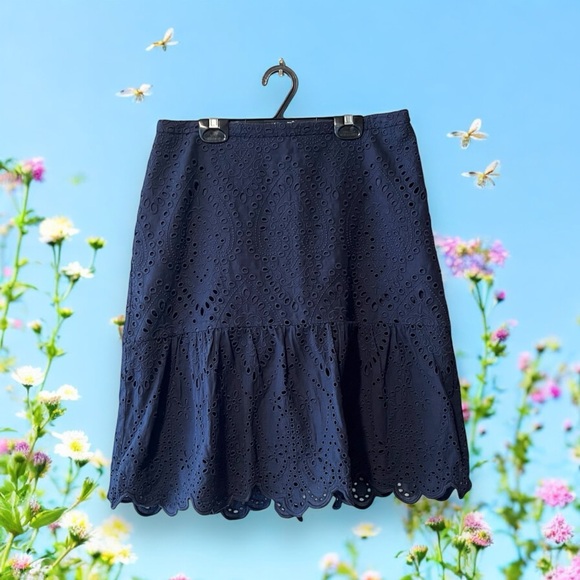 Talbots Navy Eyelet Skirt - Picture 16 of 16